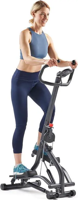 Sunny Health & Fitness Stair Stepper w/Handlebar, Extended Step Range Machine for Climbing Exercise, Compact, Height-Adjustable, Low-Impact & SunnyFit App Enhanced Connectivity