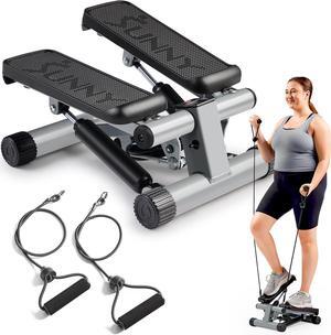 Sunny Health & Fitness Mini Steppers for Exercise at Home, Stair Step Workout Machine with Resistance Bands, Full Body Cardio Equipment, Optional Smart Stepper with SunnyFit App Connection