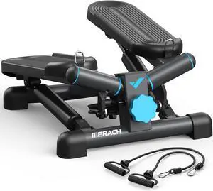 MERACH Mini Stepper for Exercise, Twist Stair Stepper 330LBS Capacity, Stepper Exercise Equipment with Resistance Bands for Full Body Workout at Home