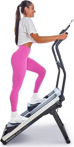 Echelon Stair Climber Sport for Low Impact Cardio at Home  Foldable Design, 3 Incline Levels, Adjustable Resistance, 3 inch Display, Bluetooth, 2 Handle Positions (Battery Powered)