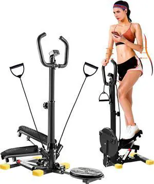 Stair Steppers for Exercise at Home, Twist Stair Stepper Machine with Resistance Bands, LCD Monitor,300 lbs Loading Capacity