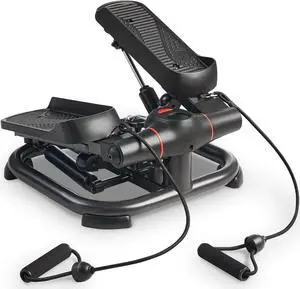 Sunny Health & Fitness 2-in-1 Premium Power Stepper with Resistance Bands, Low-Impact Cardio, Space-Saving, Height-Adjustable, and Optional SunnyFit® App Enhanced Bluetooth Connectivity