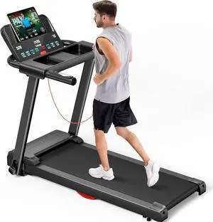 Treadmills for Home, 3.0HP Quiet Brushless Folding Treadmill with Heart Rate Sensor, Silicone Damping System, 300lbs Weight Capacity, Holder for Cup & Phone