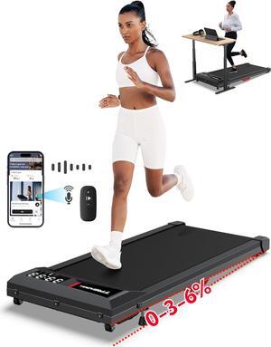 Walking Pad Treadmills, 6% Incline Treadmill for Home, 5% Decline Walking Pad 300lbs Capacity, Desk Treadmill for Office Under Desk Walking Pad for Small Spaces, Works with KINOMAP Apple Health