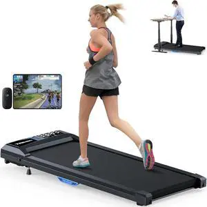 Walking Pad with Incline, Walking Pad Treadmill 300lb Capacity, [Voice Control] Under Desk Treadmill Works with ZWIFT KINOMAP WELLFIT APP, 2.5HP Running Pad Small Treadmill for Home Office Apartment