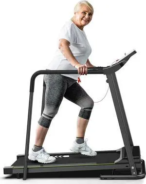 Redliro Walking Treadmill for Senior with Long Handrail, 300 lbs Capacity, Recovery Fitness Exercise Machine Foldable Treadmills for Home with Holder LCD Display, Holder for Phone & Cup