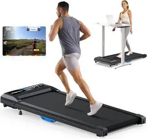 Walking Pad Treadmill, Upgraded Up to 6% Incline Walking Pad, Voice Controlled Under Desk Treadmill 300+LB Capacity Work with ZWIFT KINOMAP, Only 39LBS Portable Treadmill for Home,Office,Apartment
