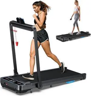Incline Walking Pad Treadmill: [Voice Controlled] 2 in 1 Smart Treadmill with 300lbs Capacity Compatible with Wellfit Kinomap ZWIFT APP - 2.5HP Quiet Treadmill with Console Remote Control