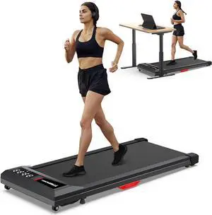 Walking Pad Under Desk Incline Treadmill for Home Office, 40dB Small Treadmill 300lbs Capacity, Cardio Training Walking Jogging Running, Easy to Move Use, Compatible with KINOMAP WELLFIT Apple Health