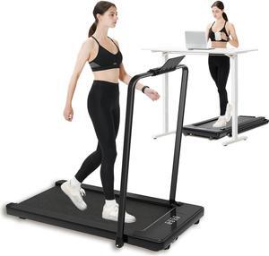 2 in 1 Folding Treadmill, Smart Walking Running Machine with Bluetooth Audio Speakers, Installation-FreeUnder Desk Treadmill for Home/Office Gym Cardio FitnessBlack