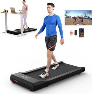 SupeRun Smart Walking Pad, Under Desk Treadmill for Home Office with pitpat app, 2 in 1 Portable Compact Desk Treadmill with Remote Control LED Display, Quiet Walking Jogging Machine