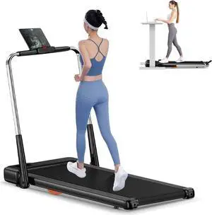 Folding Walking Pad Treadmill with Handle, Ultra Quiet <45dB, 16.5" Wide Belt Foldable & Super Anti-Shock, 6.2MPH Under Desk Treadmill for Home & Office, 300 Lb Capacity