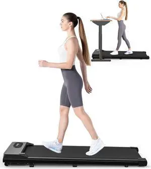 Walking Pad Treadmill Under Desk, 5MPH Portable Small Flat Treadmill for Home Office, Mini Quiet Standing Desk Treadmill with Remote Control, LCD Display