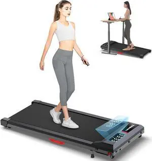 Walking Pad Under Desk Treadmill: Up to 6% Incline Voice Control Smart Treadmills Compatible with WELLFIT ZWIFT KINOMAP APP for Home Office - 300 LBS Capacity