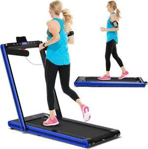 GYMAX 2 in 1 Under Desk Treadmill, Folding Running Machine with Dual LED Display, APP & Remote Control, Walking Pad Jogging Machine for Home Gym Small Space (Navy) GYMAX 2 in 1 Under Desk Treadmill, Folding Running Machine with Dual LED Display, APP & Remote Control, Walking Pad Jogging Machine for Home Gym Small Space (Navy)