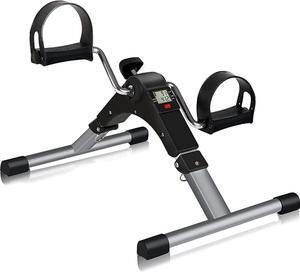Pedal Exerciser, Under Desk Bike Stationary Pedal Exerciser for Arm and Leg Workout, Portable Folding Sitting Desk Cycle,Black