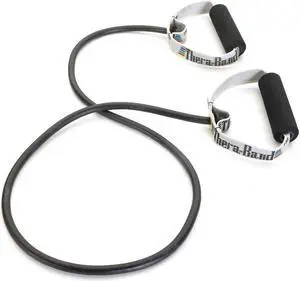 THERABAND Resistance Tubes, Professional Latex Elastic Tubing with Soft Handles For Physical Therapy, Lower Pilates, At-Home Workouts, and Rehab, 50 Inch, Black, Special Heavy, Advanced Level 1