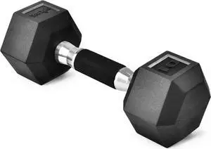 Yes4All Rubber Grip Encased Hex Dumbbells  Hand Weights With Anti-Slip 5-50 LBS Single