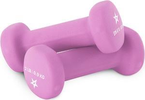 Yes4All Neoprene Coated Dumbbell Hand Weight Sets of 2 - Multiple Weight Options with 15 Colors, Anti-roll, Anti-Slip, Hexagon Shape