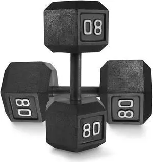 WF Athletic Supply Cast Iron Solid Hexagon Gray/Black Dumbbells, Strength Training Free Weights Set of 2 for Women and Men, Hand Weights Sold by Pairs, Multi-Select Size Options Available