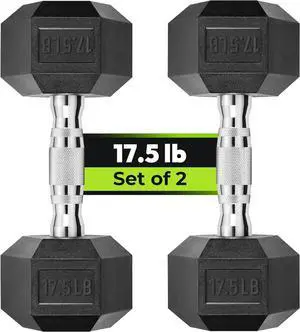 Hex Dumbbell Set, 3-50 lb Rubber Encased Exercise & Fitness Dumbbells, Weights Dumbbells Set of 2, Hand Weight for Strength Training (Single, Pair, Set)
