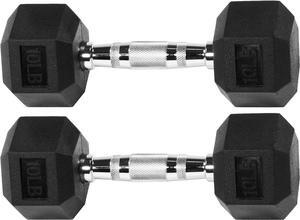 Signature Fitness Premium Rubber Encased Hex Dumbbell, Pairs