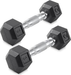 Philosophy Gym Rubber Coated Hex Dumbbell Hand Weights, Pairs