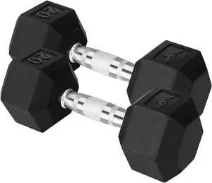 Yes4All Chrome Grip Encased Hex Dumbbells  Hand Weights With Anti-Slip 10-30 LBS Pair