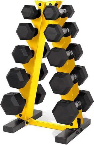 CAP Barbell 150 LB Coated Hex Dumbbell Weight Set with Vertical Rack | Multiple Colors