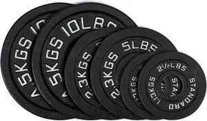 Cast Iron 2-Inch Olympic Weight Plates Set for Strength Training, Weightlifting and Crossfit in Home & Gym, Barbell Free Weight Plate Set