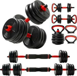 4-IN-1 Adjustable Dumbbells Set, Work As Dumbbell/Barbell/Kettlebell/Push up Stand, Home Gym Weights Strength Training, 20LB, 50 LB Set