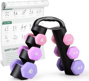 LIONSCOOL Set of 2 Neoprene Coated Dumbbell Hand Weights, Anti-Slip and Anti-Roll Hex Dumbbells in Pair for Strength Training, Resistance Training