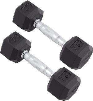 Body Sport Rubber Encased Hex Dumbbell Weight, Pair  Dumbbells for Exercises  Strength Training Equipment  Home Gym Accessories  Weight Training