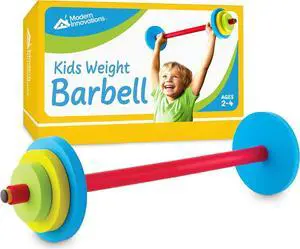 Modern Innovations Kids Barbell Weight Set, Toy Workout Equipment, Kid Weights for Exercise, Toddler Fun & Fitness (Colorful)