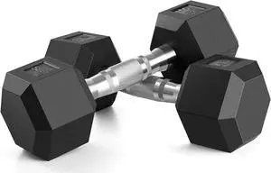 Portzon 8 Colors Options Compatible with Set of 2 Rubber Dumbbell Weight, 5-50 LB, Anti-Slip, Anti-roll, Hex Shape