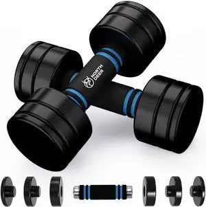 Northdeer Steel Dumbbells Adjustable Black Coated Weight Set with Foam Handles for Home Gym Workout - Strength Trainging for Men, Women (5lbs/10lbs/15lbs/20lbs)