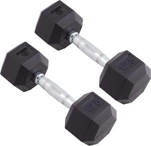 Body Sport Rubber Encased Hex Dumbbell Weight, Pair  Dumbbells for Exercises  Strength Training Equipment  Home Gym Accessories  Weight Training