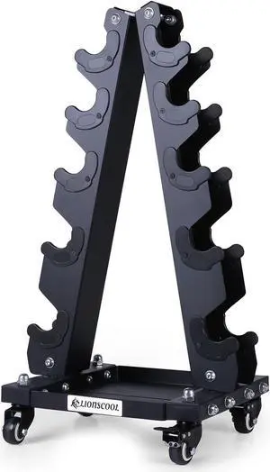 LIONSCOOL Premium Solid Dumbbell Rack Stand Only, A-Frame Portable Weight Storage Organizer with Optional Tray and Wheels, Perfect for Home Gym Fitness Storage (20LBS-700LBS Weight Capacity Available)