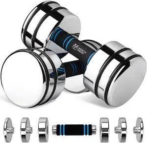 Northdeer Steel Dumbbells Ultracompact & Adjustable Chrome Dumbbell with Foam Handles 5lb 10lb 15lb 20lb 30lb 50lb Home Gym Workout (Choice of Size)