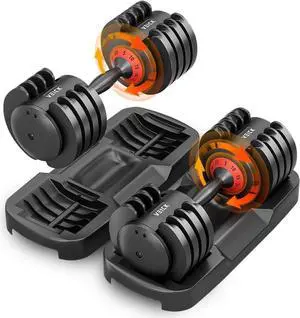 VEICK Adjustable Dumbbell Set, 5 in 1 Free Dumbbell for Men and Women, Black Dumbbell for Home Gym, Full Body Workout Fitness, Fast Adjust by Turning Handle