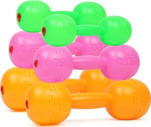 Kids Plastic Weight Set Dumbbells Set for toddlers | Barbell Fitness Exercise Equipment for Home Gym Workout (Set of 6 pcs)