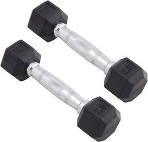 Body Sport Rubber Encased Hex Dumbbell Weight, Pair  Dumbbells for Exercises  Strength Training Equipment  Home Gym Accessories  Weight Training