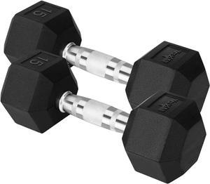 Yes4All Chrome Grip Encased Hex Dumbbells  Hand Weights With Anti-Slip 10-30 LBS Pair
