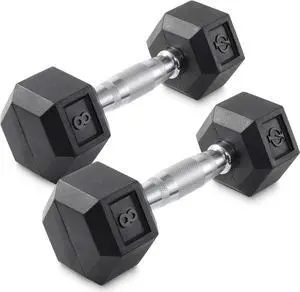 Philosophy Gym Rubber Coated Hex Dumbbell Hand Weights, Pairs
