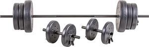 US Weight 105 lb Duracast Barbell Weight Set with two dumbbells and 6ft bar for home gym