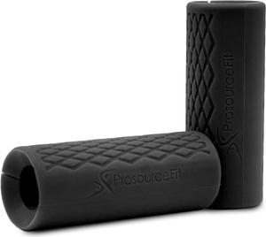 ProsourceFit Thick Grips for Dumbbell and Barbell, 1.9-in Axle Bar Adapter for Weightlifting and Strength Training (Black)