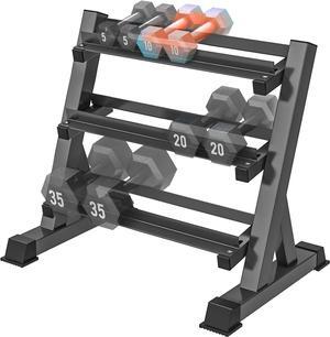 YOLEO 1100LBS Dumbbell Rack- Adjustable 3 Tier Weight Rack for Home Gym, Heavy Duty Weight Storage Organizer Dumbbell Storage Stand Holder(Rack Only)