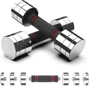 Synergee Ultra Compact Adjustable Dumbbell Sets. Steel Weight Set with Foam Handles and Chrome Finish. Weights Range from 5-20 lbs.