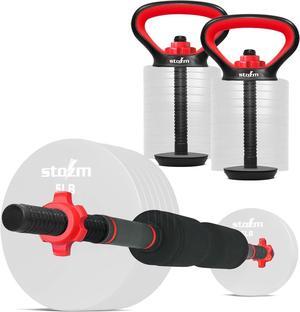 STOZM Weightlifting Accessories Set  Adjustable Fitness Set with 2X Kettlebell Handles & Base, 2X Dumbbell Handles, 4X Screw Nuts, 1x Dumbbell Connector for Weightlifting