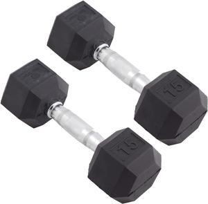 Body Sport Rubber Encased Hex Dumbbell Weight, Pair  Dumbbells for Exercises  Strength Training Equipment  Home Gym Accessories  Weight Training
